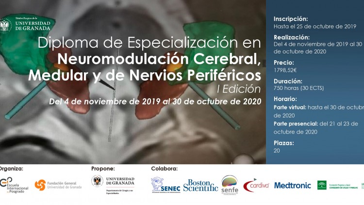 Experto Universitario título propio de la universidad de Granada en:  “Neuromodulación Cerebral, Medular y de Nervios Periféricos-Neurocirugia Funcional”